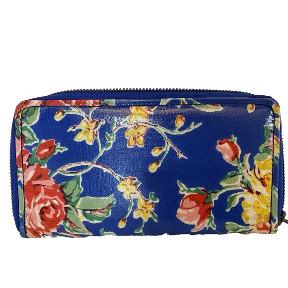 April Cornell Oil Cloth Clutch Wallet 7" x 4"  Floral Pattern Zip Around NWT - Picture 1 of 7